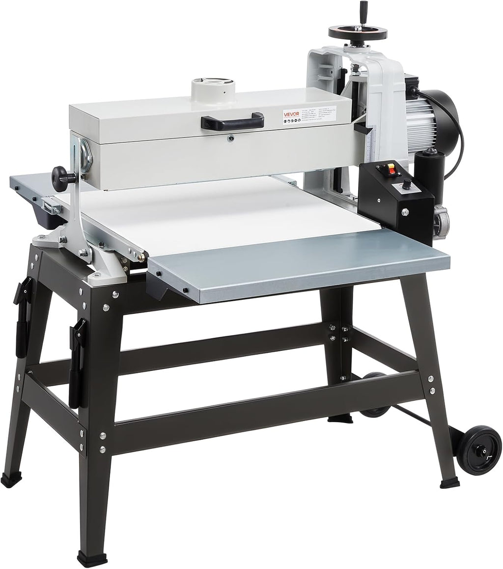 VEVOR 22' Drum Sander with Stand & Extension Tables, 1.75HP 1440RPM Dual Motor Drum Sander for Woodworking - Variable Speed Conveyor Belt, 4' Dust Collection Port for Cabinet & Furniture Finishing
