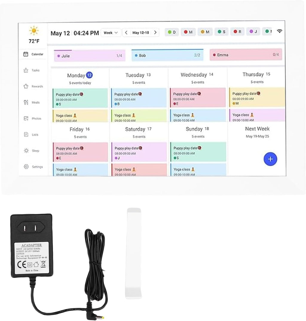 Gonetre Smart Digital Calendar 15.6 Inch Touchscreen WiFi Interactive Display Full HD 1080P Digital Picture Frame Family Planner with APP White ABS (US Plug 500W)