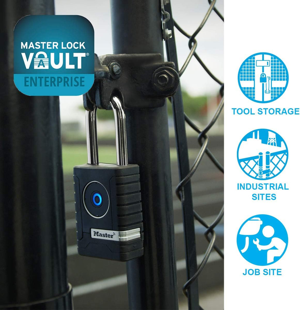 Master Lock 4401EURLHENT Professional Bluetooth Smart Padlock [Bluetooth Compatible with Smartphones] [Long Shackle] [Weatherproof]