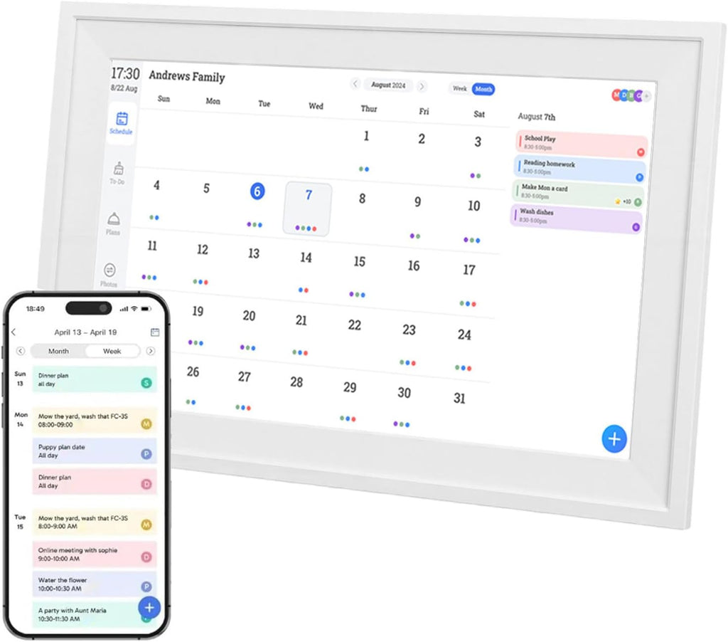 Smart Digital Calendar, 10.1 Inch HD Touchscreen WiFi Dual Band 5G Digital Picture Frame Interactive Family Calendar Planner with APP for Home Great for Schedules Planner (US Plug)