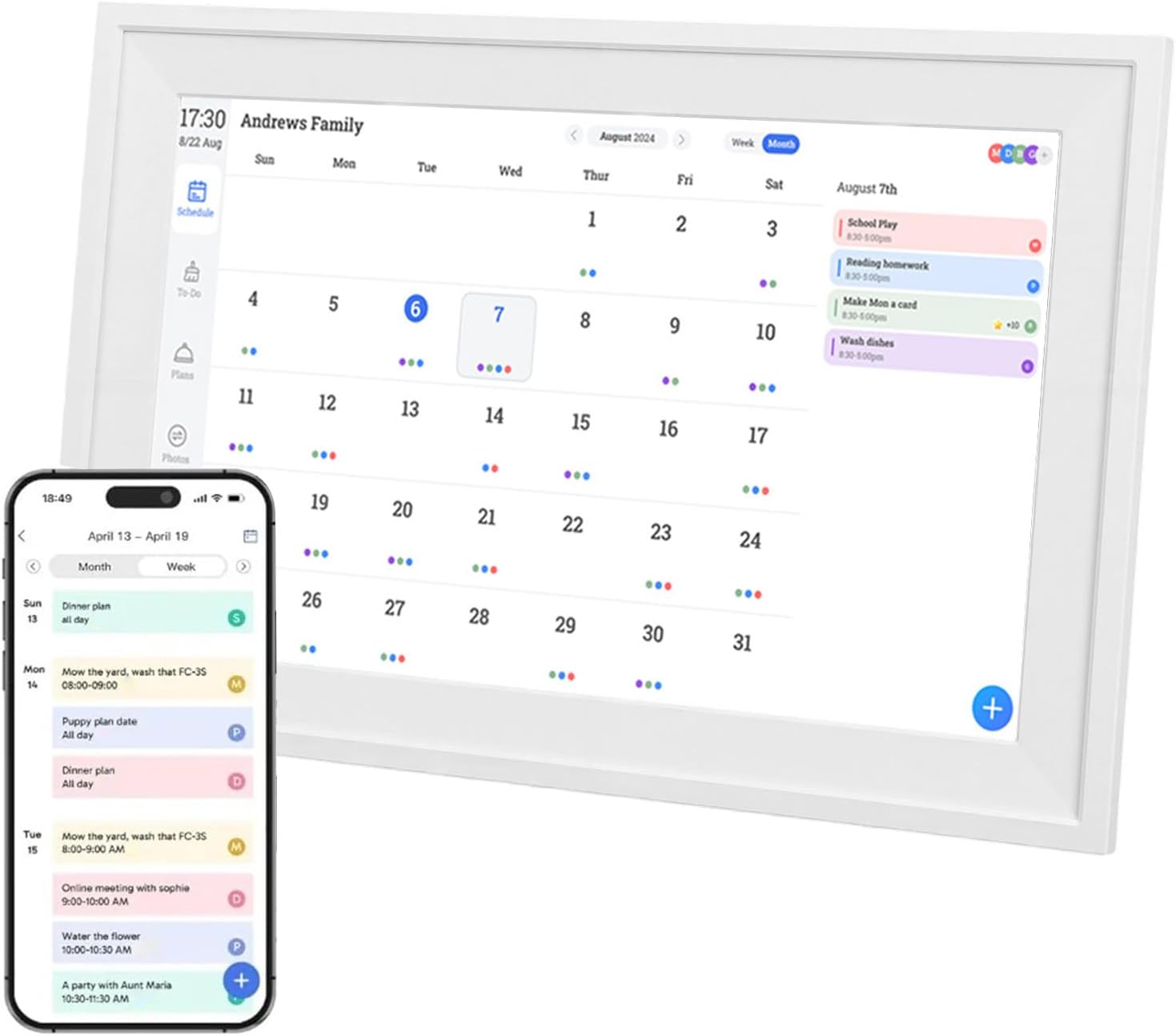 Smart Digital Calendar, 10.1 Inch HD Touchscreen WiFi Dual Band 5G Digital Picture Frame Interactive Family Calendar Planner with APP for Home Great for Schedules Planner (US Plug)