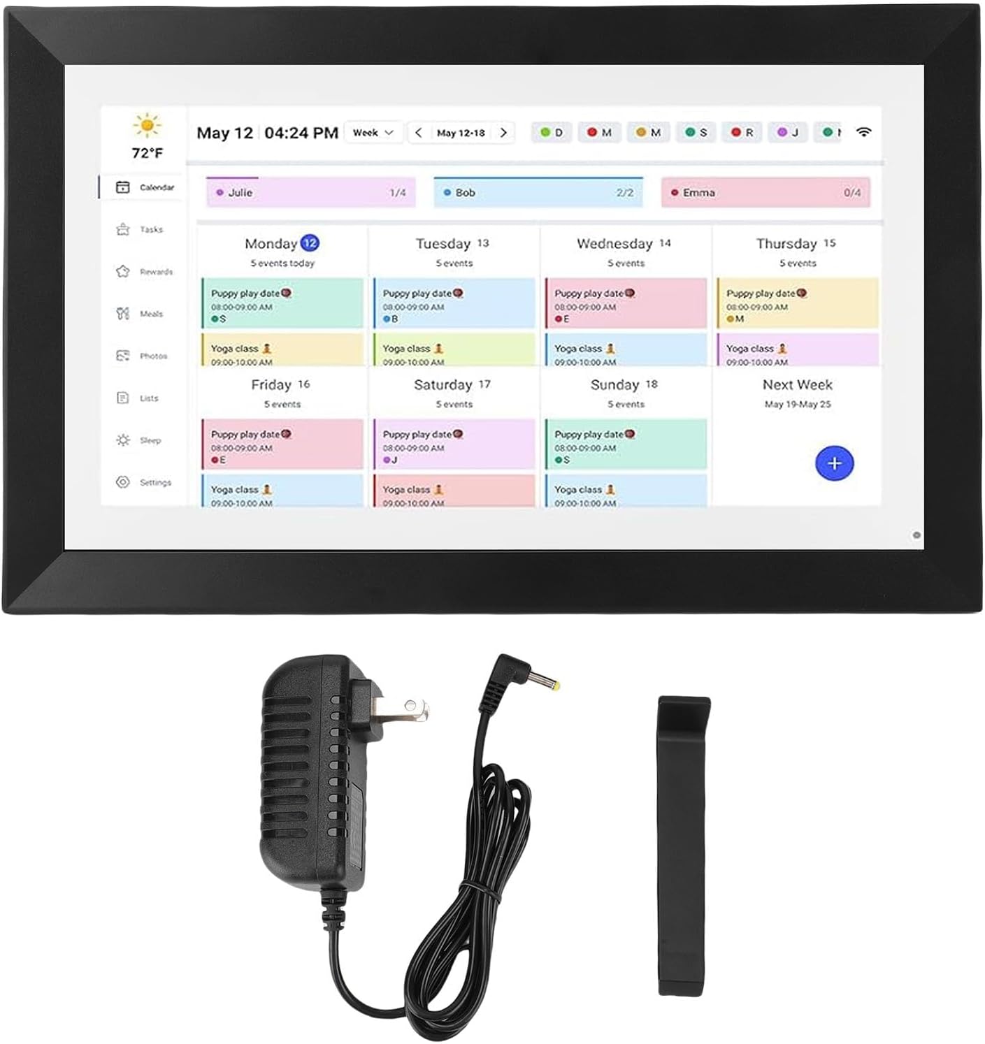 Jiawu 15.6 Inch Smart Digital Calendar, Electronic Chore Chart Wall Planner with 1920x1080P IPS Touchscreen, Weekly Monthly Family Organizer for Wall or Desk (US)