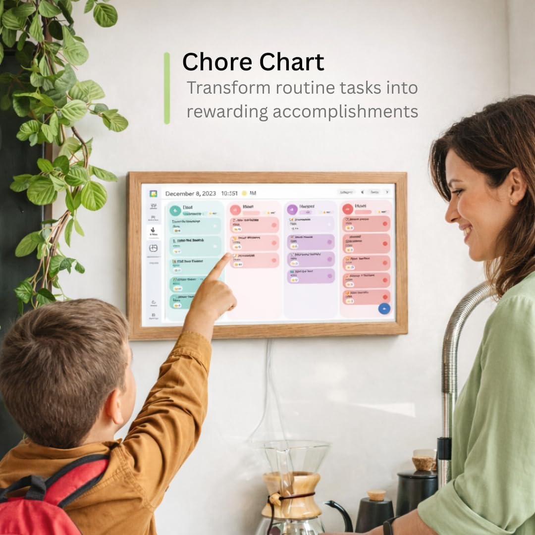 Azpen LifeHub Calendar: 15.6-inch Digital Calendar & Wireless Photo Frame, Wall Planner, Chore Chart, Smart Touchscreen Interactive Display for Family Schedules – Kickstand Included, Great for Organizing Your 2026 Calendar