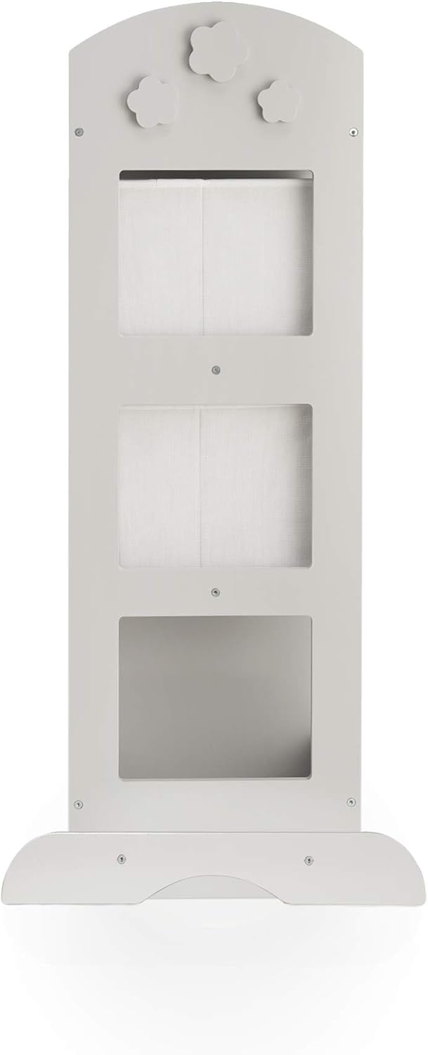 Guidecraft See and Store Dress-up Center – Gray: Kids Dramatic Play Storage Armoire with Mirror, Rack, Shelves & Bottom Tray - Toddlers Costume & Toy Organizer Furniture