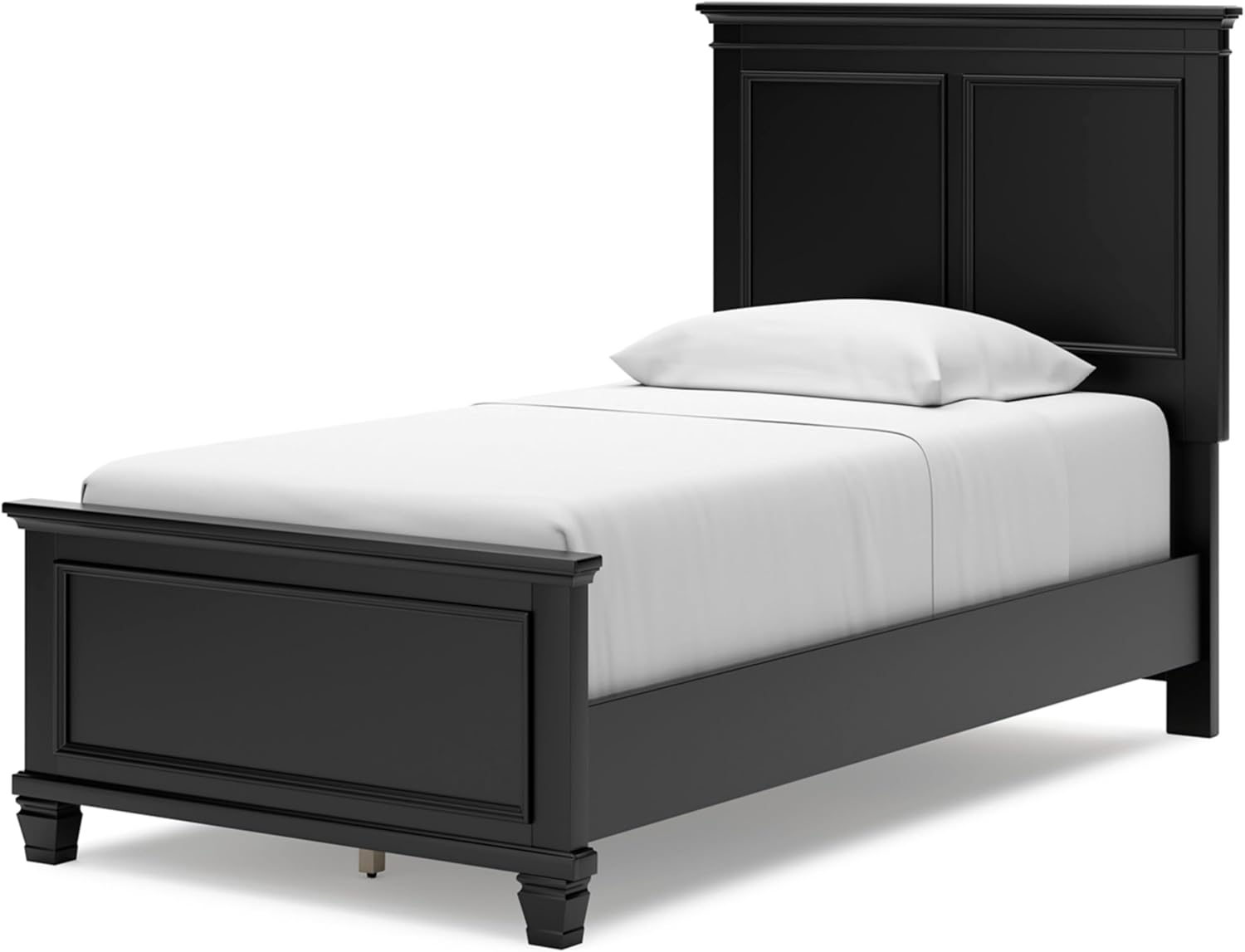 Signature Design by Ashley Lanolee Transitional Twin Panel Bed with Tapered Feet, Foundation or Box Spring Needed, Black