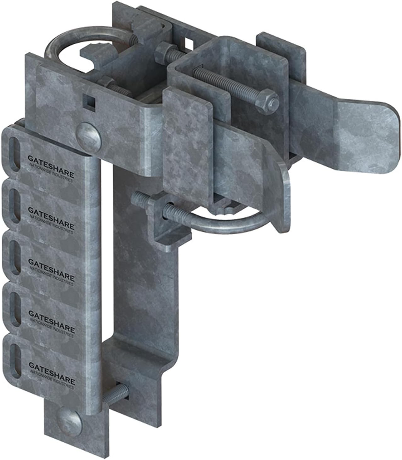 GateShare® Multi-Lock Latch for Single Walk Chain Link Gate 1-5/8' or 2' Gate Frame and Latching on a 2-1/2' Post. Up to 5 Padlocks - GSL-5-25 - Nationwide Industries