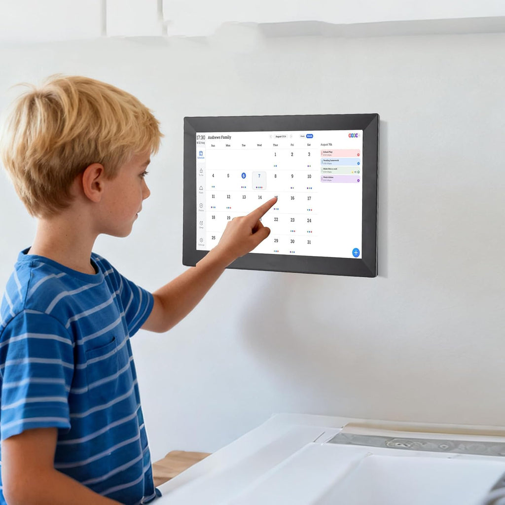 Smart Digital Calendar Electronic Calendar Frame, 13.3 Inch HD Touchscreen Display Built in Photo Frame, Multi User Sharing, WiFi, AI Features, Family Planner, Chore Tracker (US Plug)