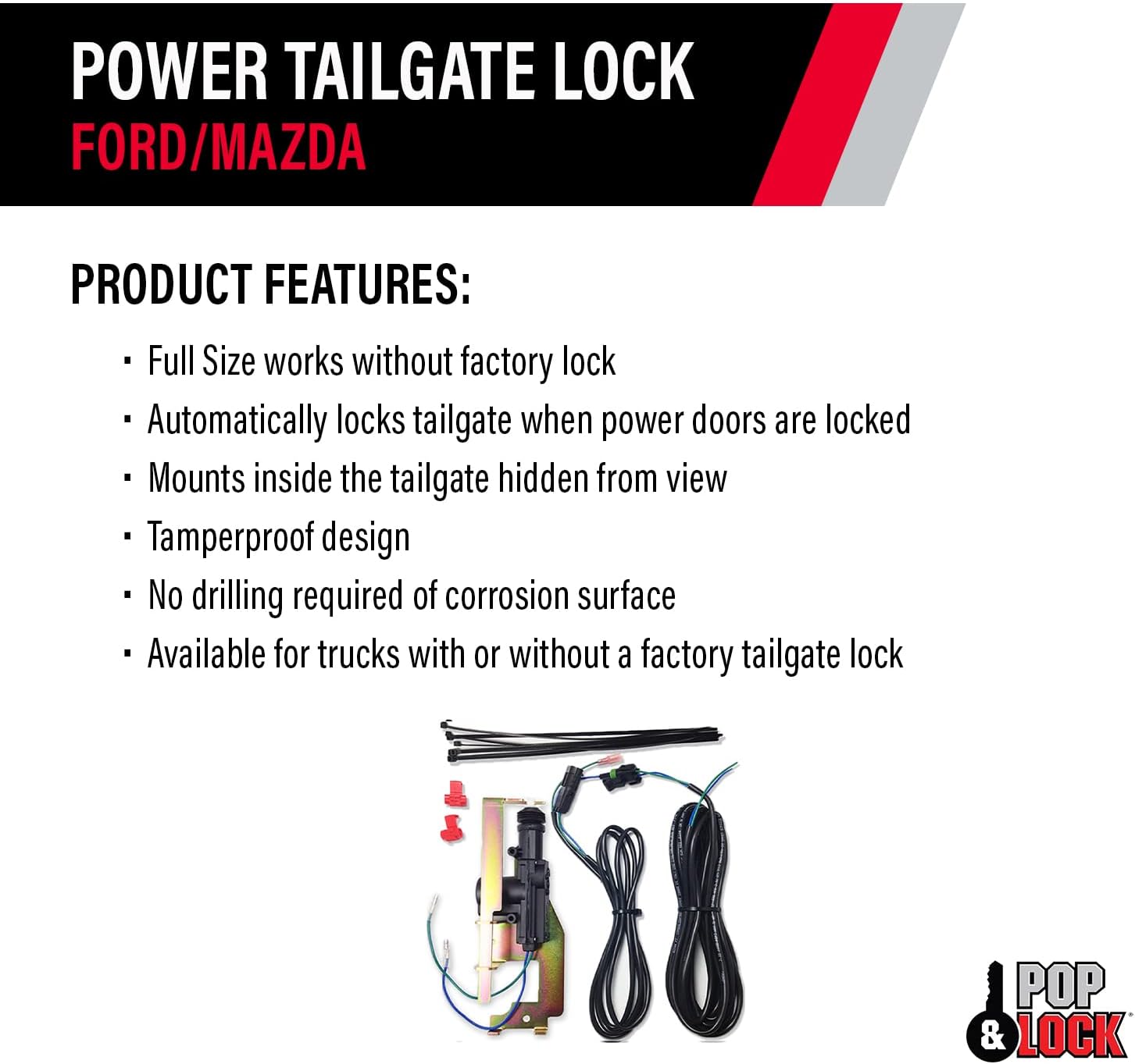 Pop & Lock - Power Tailgate Lock Fits Ford F150, Models 1997 to 2004 - for Tailgate With or Without OEM Manual Lock (PL8200)