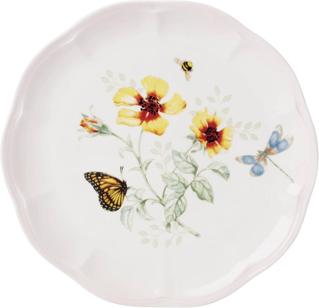 Lenox Dinnerware Set, Butterfly Meadow Pink 12-Piece Set, Service For 4, Porcelain Bowls, Plates And Bowls Set, Microwave Safe, Dishwasher Safe, Dishes, Home & Kitchen (Assorted, 12 Pieces)