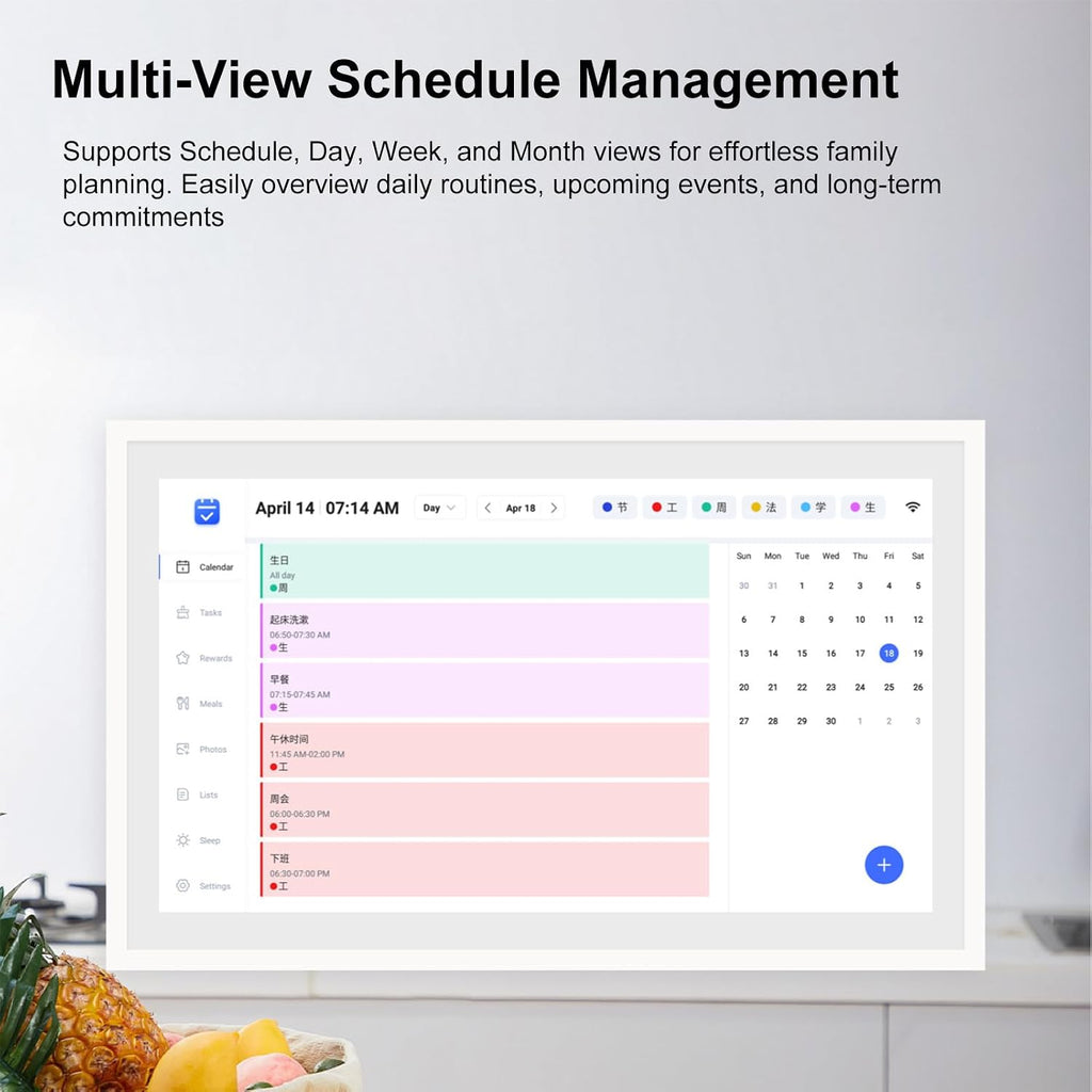 CUIFATI Smart Digital Calendar, 10.1 Inch Electronic Calendar with Chore Chart, WiFi Photo Frame with Touchscreen, Family Planner for Family Schedules Meal Planner (US Plug)