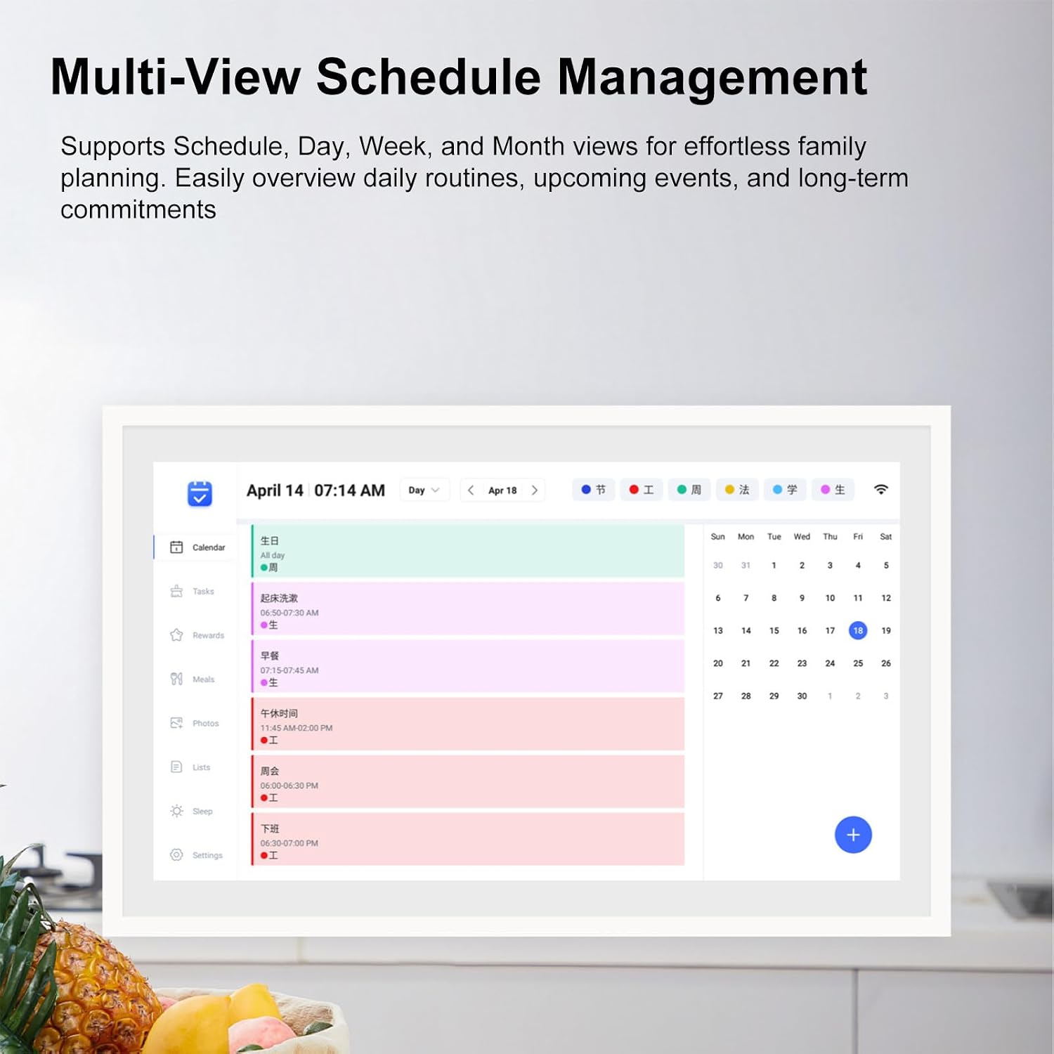 GOWENIC 10.1 Inch Smart WiFi Digital Calendar, Touchscreen Interactive Digital Planner Display for Family Schedules, Chore Chart & Meal Planner for Seamless Scheduling (US)