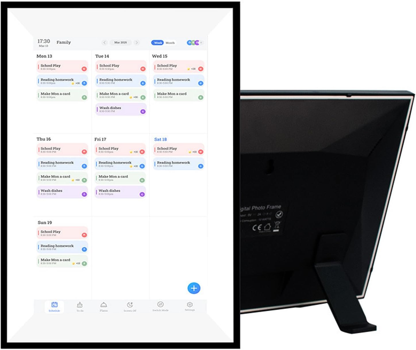 Hyuduo Smart Digital Calendar for Home 10.1 Inch Electronic Family Planner with HD Touchscreen WiFi Sync Support Photo Frame Mode Wall Desk Mountable