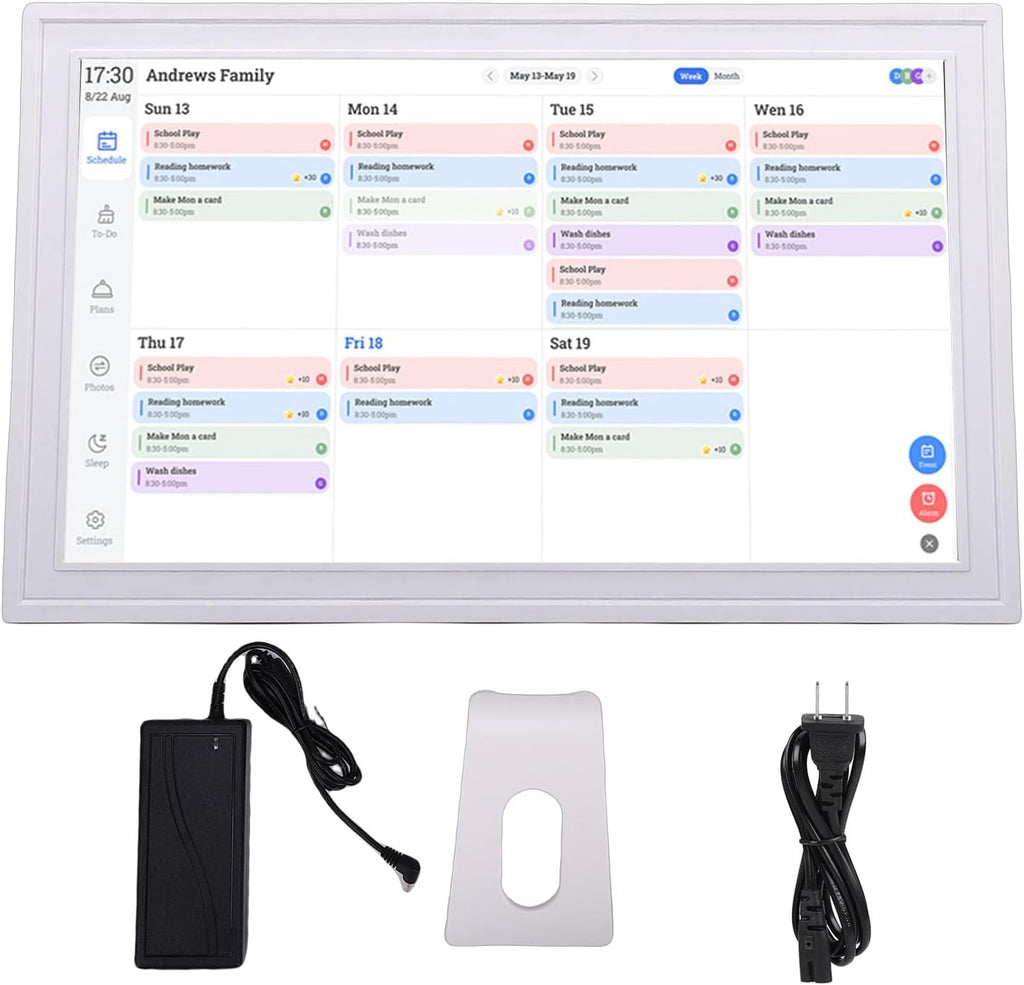 Diyeeni 18.5' Digital Calendar Wall - 32GB Memory Touchscreen Chore Chart Smart Calendar, Digital Planner, Auto - Sync, APP Control, Interactive Family Schedules, Gift for Mother (US Plug)