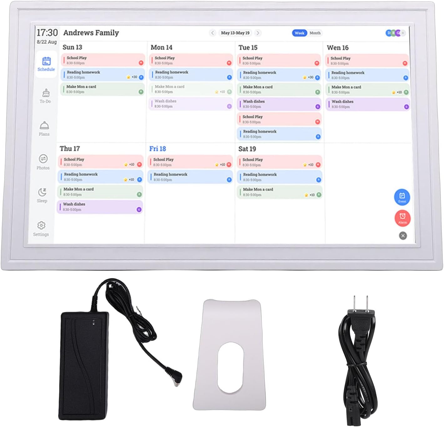 Diyeeni 18.5' Digital Calendar Wall - 32GB Memory Touchscreen Chore Chart Smart Calendar, Digital Planner, Auto - Sync, APP Control, Interactive Family Schedules, Gift for Mother (US Plug)