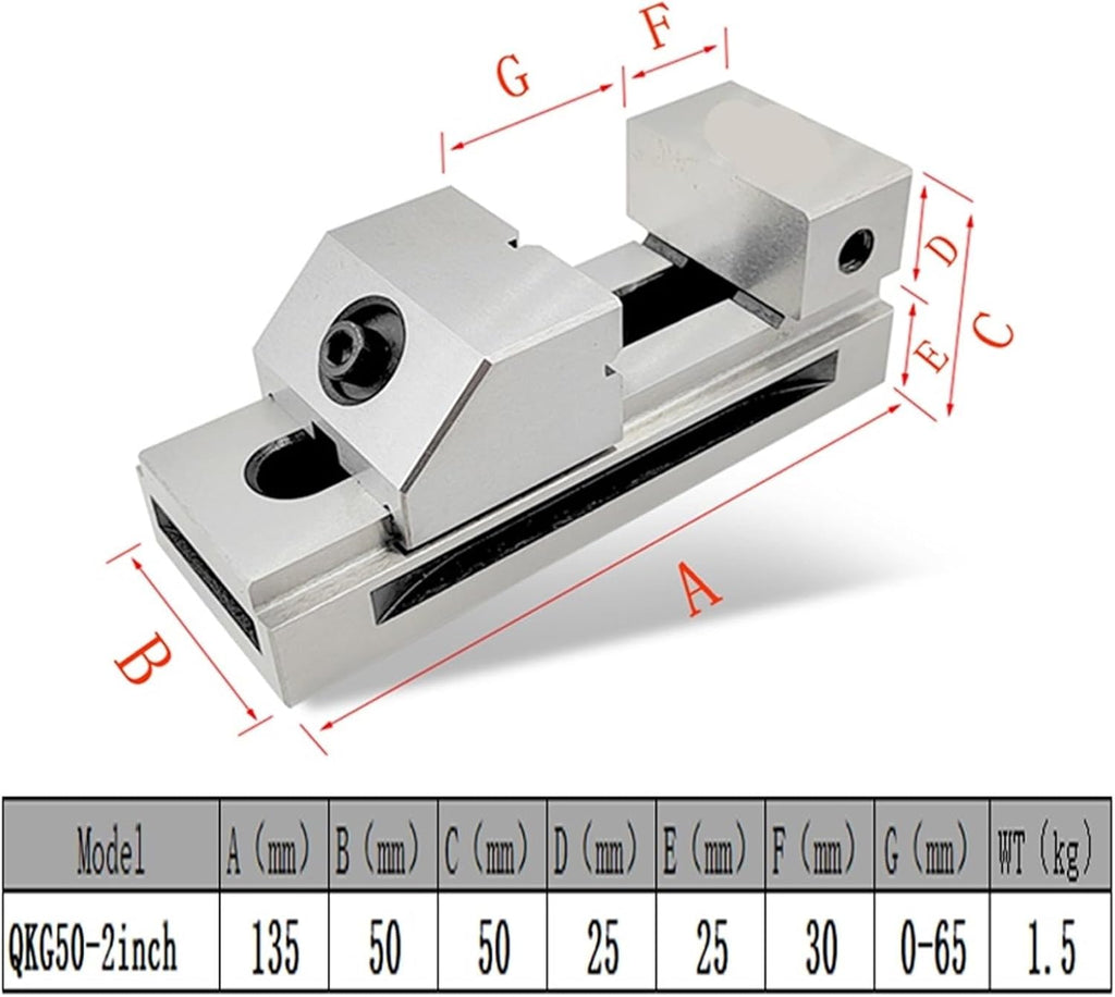 1.5 Inch 2.0 Inch Fast Moving Vise Machine Vise Premium Precision Grinding Vise, Hardened Surfaces(2.0 Inch)
