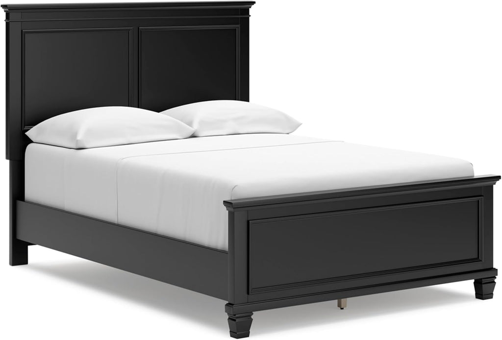 Signature Design by Ashley Lanolee Transitional Full Panel Bed with Tapered Feet, Foundation or Box Spring Needed, Black