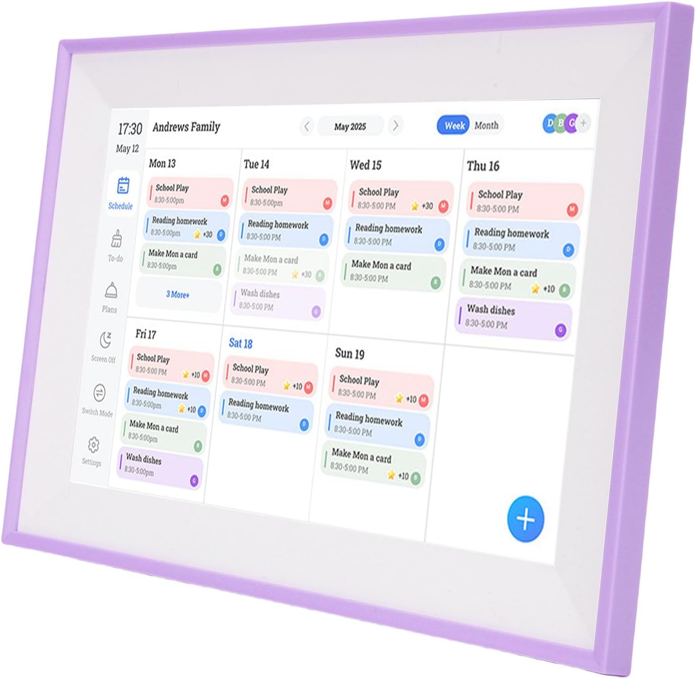 WALFRONT 10.1 Inch Digital Calendar with Smart Touch Screen WiFi Family Planner Chore Chart for Home Interactive Display for Routines Wall Desk Mountable