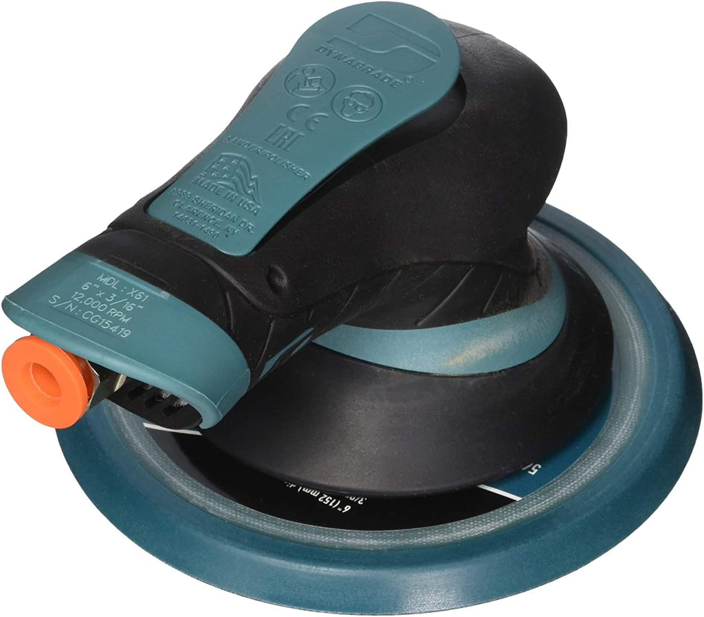 Dynabrade (X61) Dynorbital Extreme 6' (152 mm) Diameter Random Orbital Sander, Non-Vacuum, Vinyl Pad Face | Proportionate 3/16' (5 mm) Diameter Orbit | 12000 RPM Pneumatic Motor