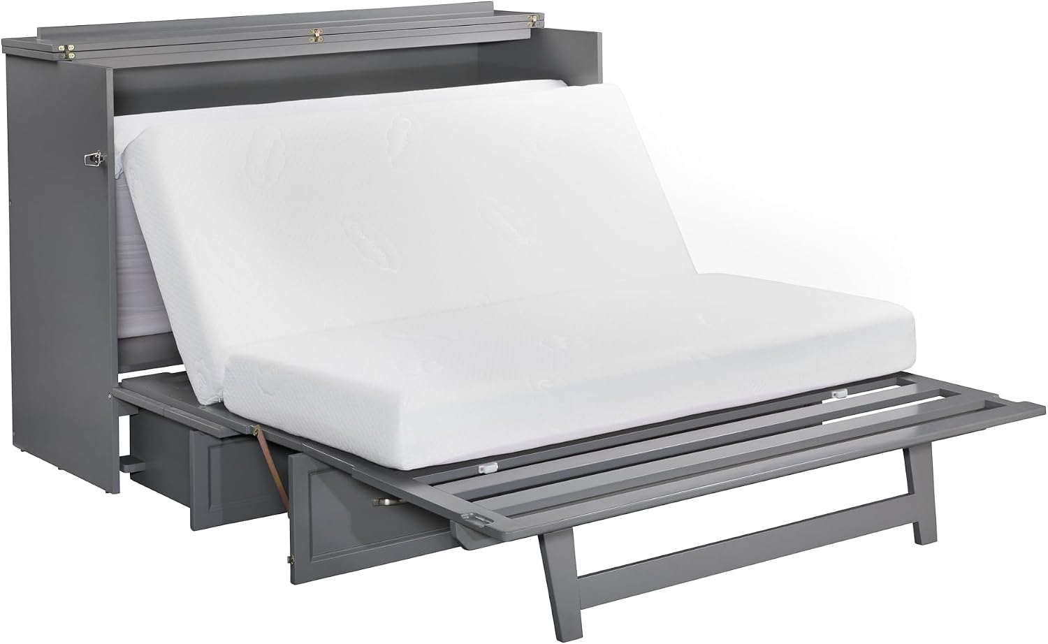 AFI Deerfield Murphy Bed Chest with Charging Station, Queen, Grey