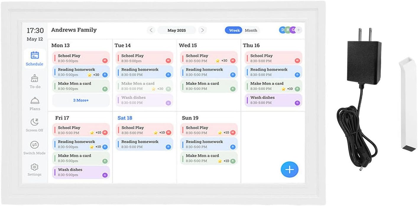 Dpofirs 15.6 Inch Wall Planner Digital Calendar | Touchscreen, Real Time Photo Sharing, Family Task Management, Art Display with Loop, Calendar Sync for Home & Office (white)