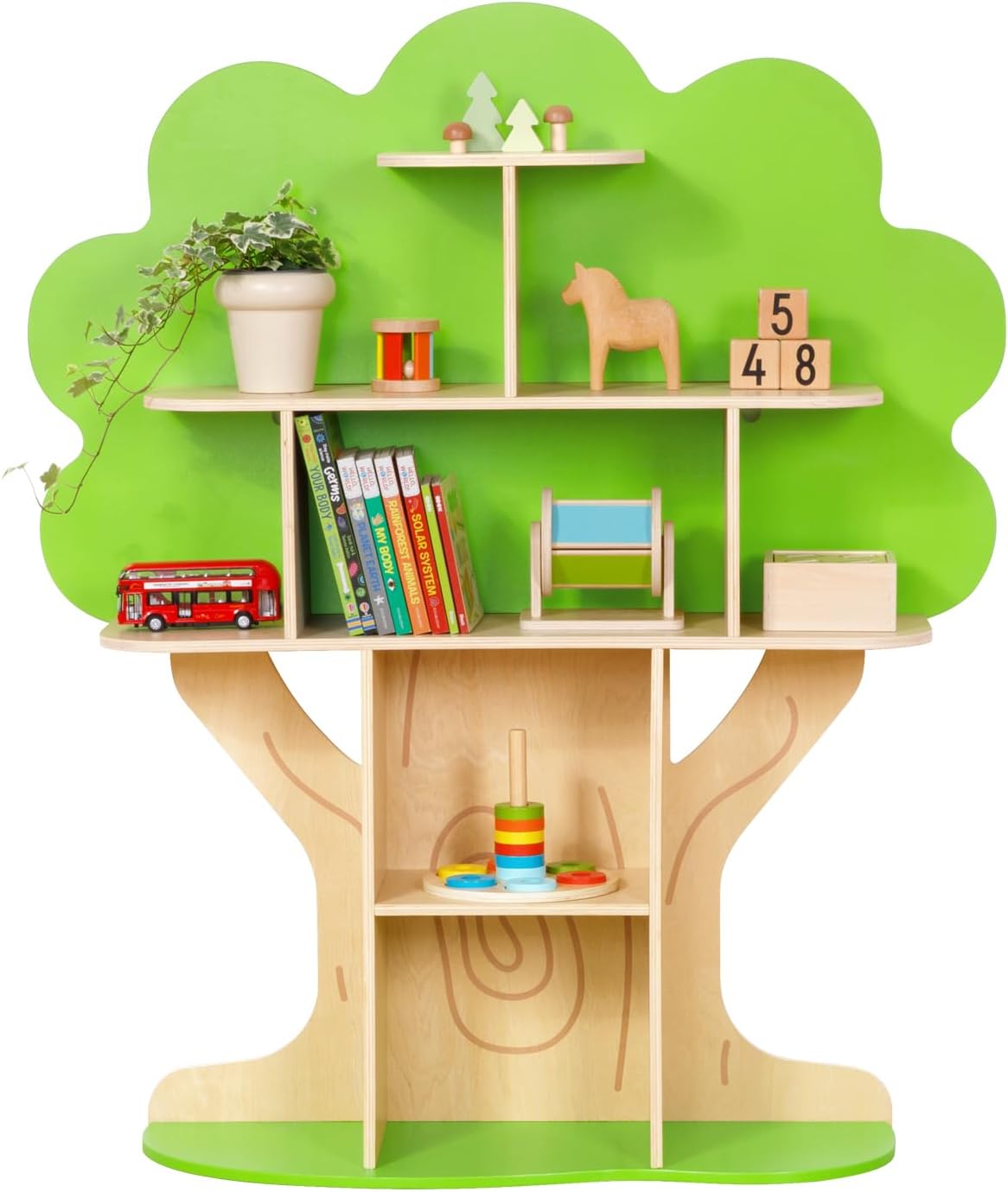 OOOK Kids Bookcase Tree Bookshelf for Kids Reading Nook, Montessori Book Shelf for Classroom, Kids Room, Playroom, Nursery