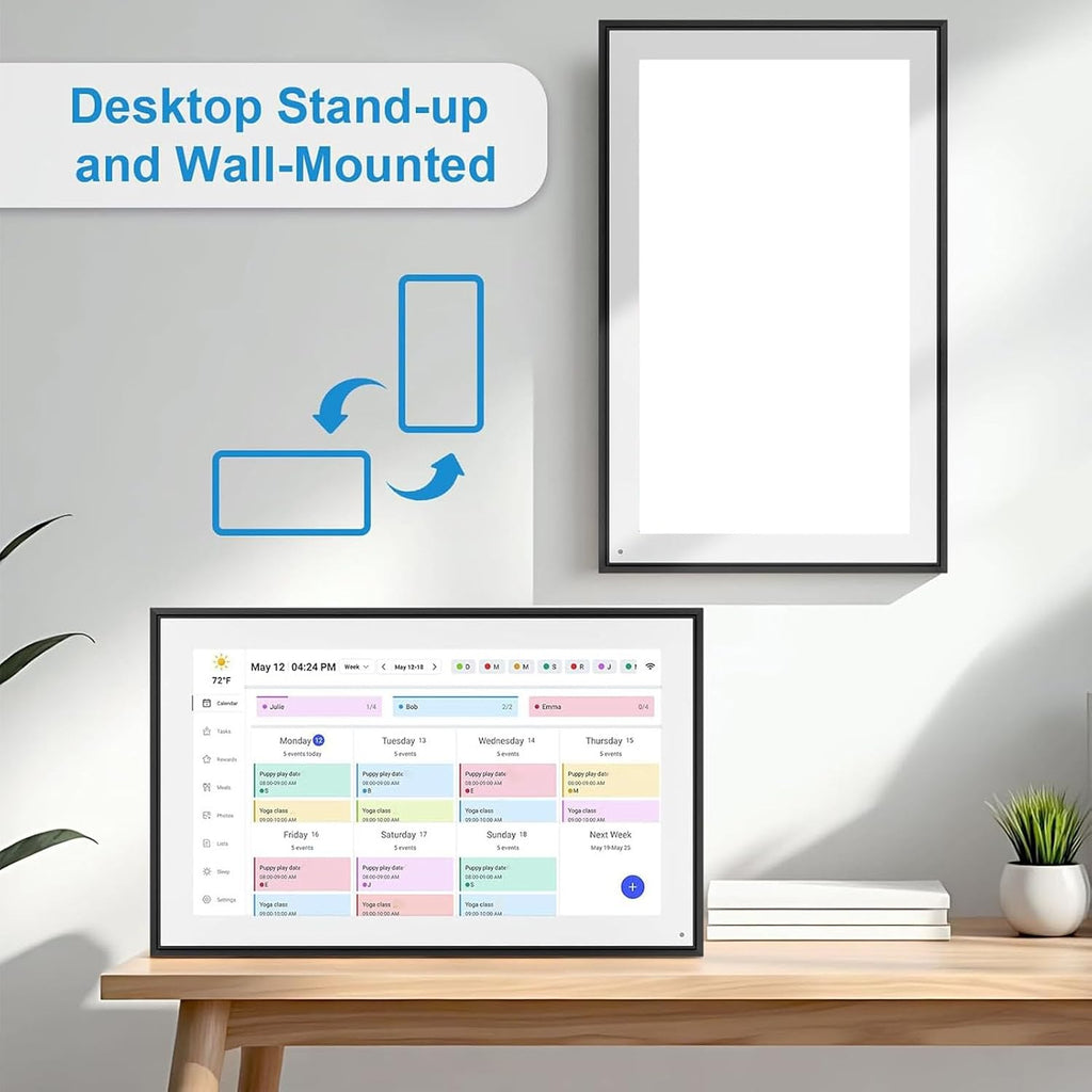 Smart Wall Calendar 15.6' Touch Screen | 1080P HD with WiFi Sync, Digital Family Planner & Photo Frame, Compatible with iCloud for Home & Office Organization (US Plug)