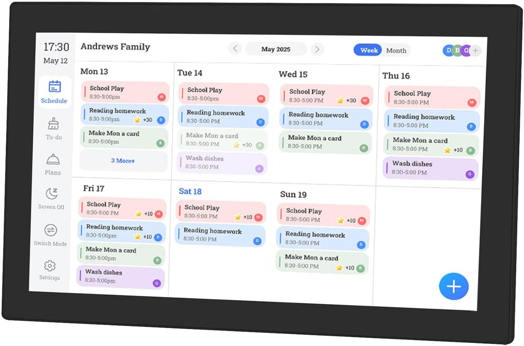 Hyuduo Smart Digital Calendar Planner, 15.6 Inch Full HD Touch Screen Family Organizer with Interactive Chore Chart and iOS Sync, for Home Office Wall Desk Mount (Black)