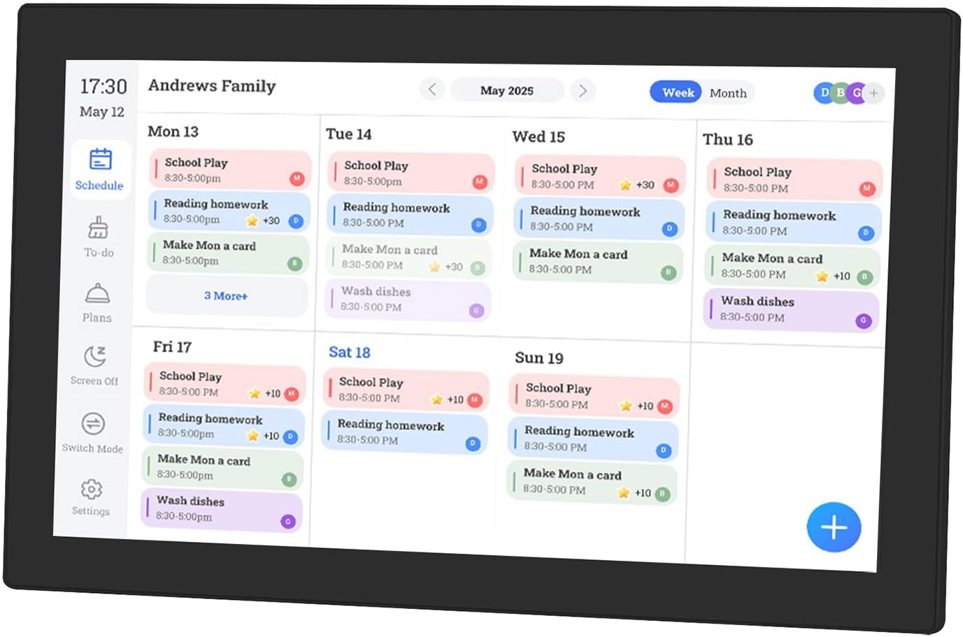 Digital Calendar, 15.6 Wall Planner, Touch Screen Chore Chart Customize Dashboard, Smart Electronic Calendar for Family Schedules & Meal Planner, Wall Desk Mount (Black)