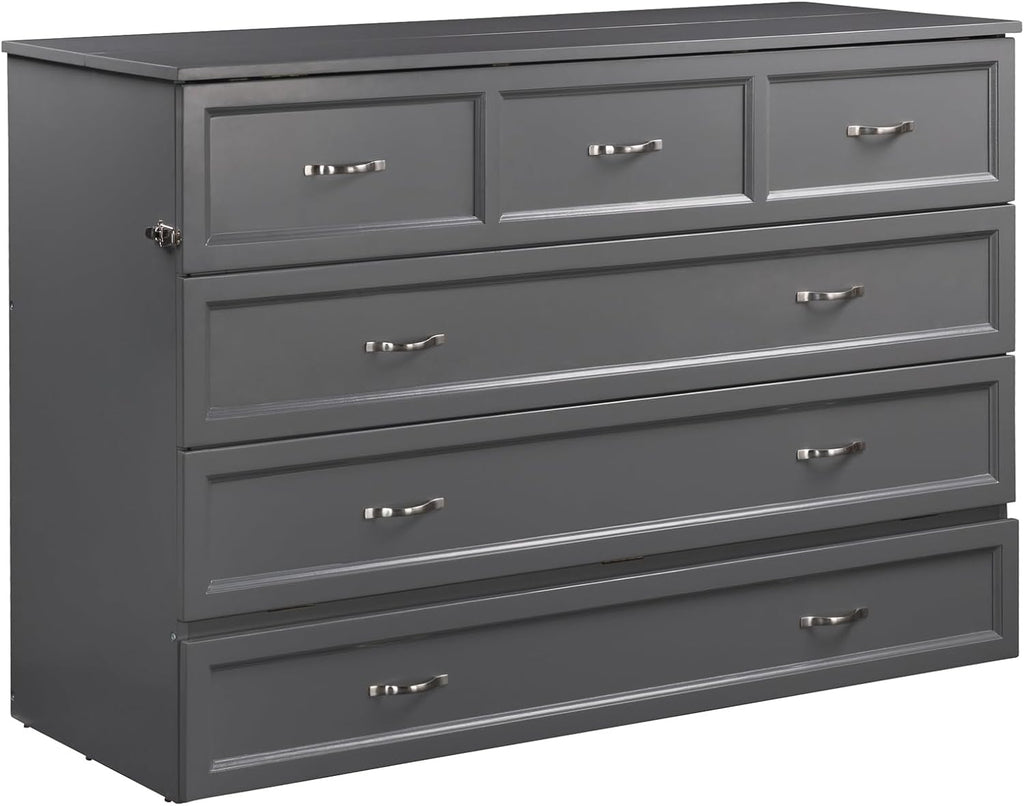 AFI Deerfield Murphy Bed Chest with Charging Station, Queen, Grey
