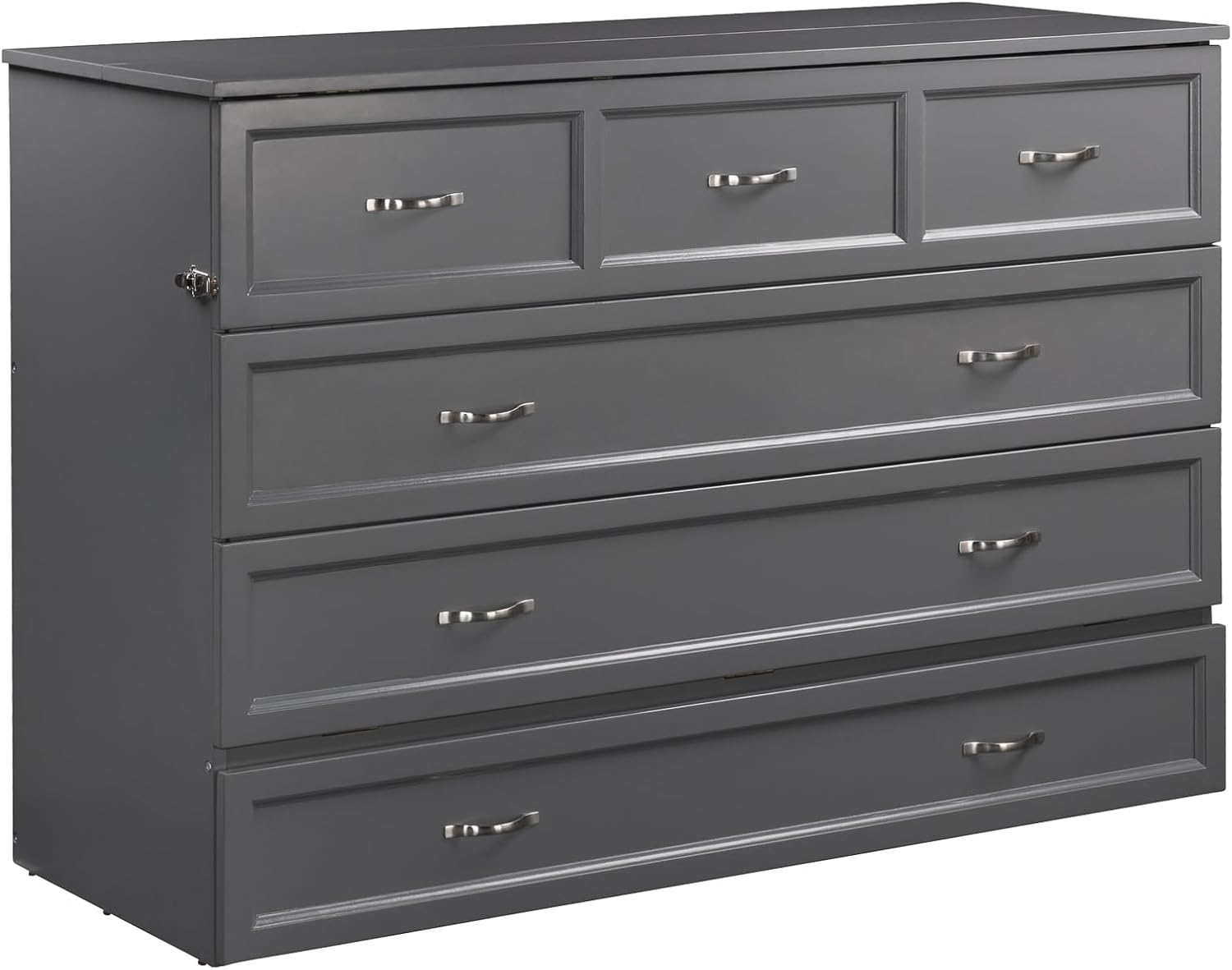 AFI Deerfield Murphy Bed Chest with Charging Station, Queen, Grey