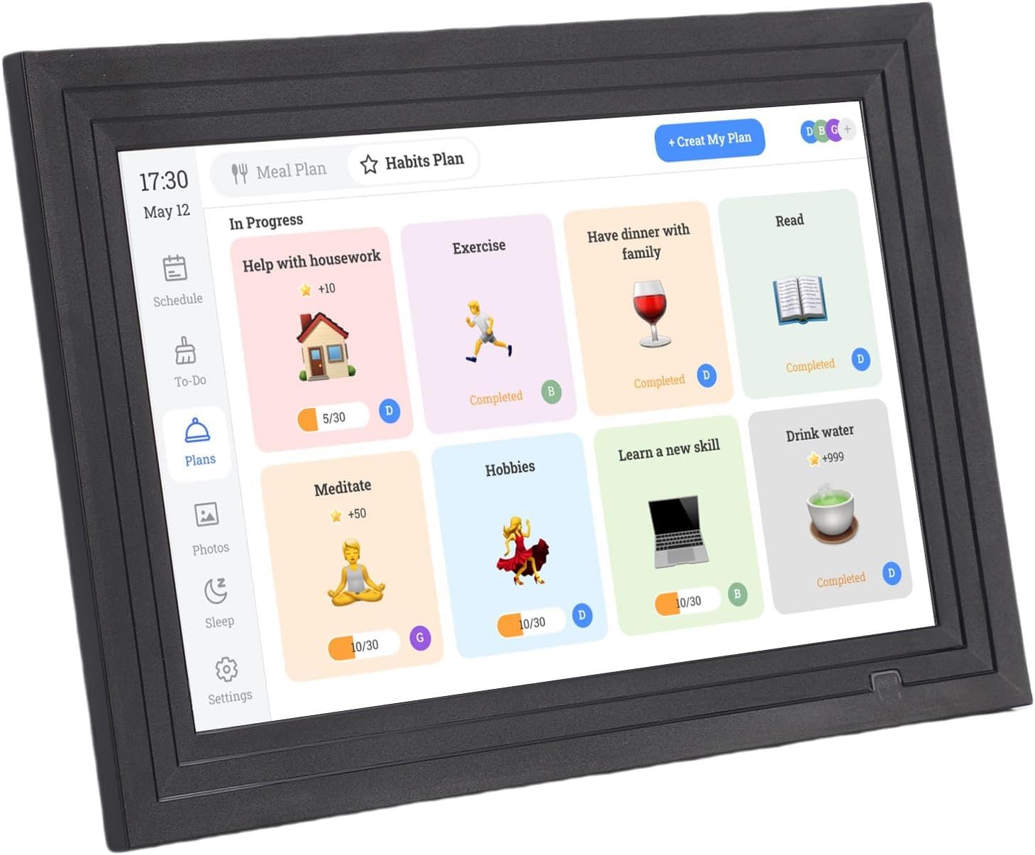 AYNEFY Digital Wall Calendar Smart Digital Calendar,Electronic Photo Frame Desk Chore Chart Touchscreen Interactive Display for Family Schedules with Meal Planner Picture Frame