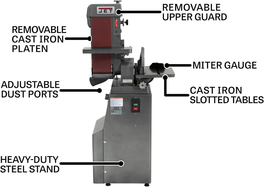 JET Combination 6' x 48' Belt and 12' Disc Finishing Machine, 1-1/2 HP, 230V 1Ph (Model J-4200A-2)