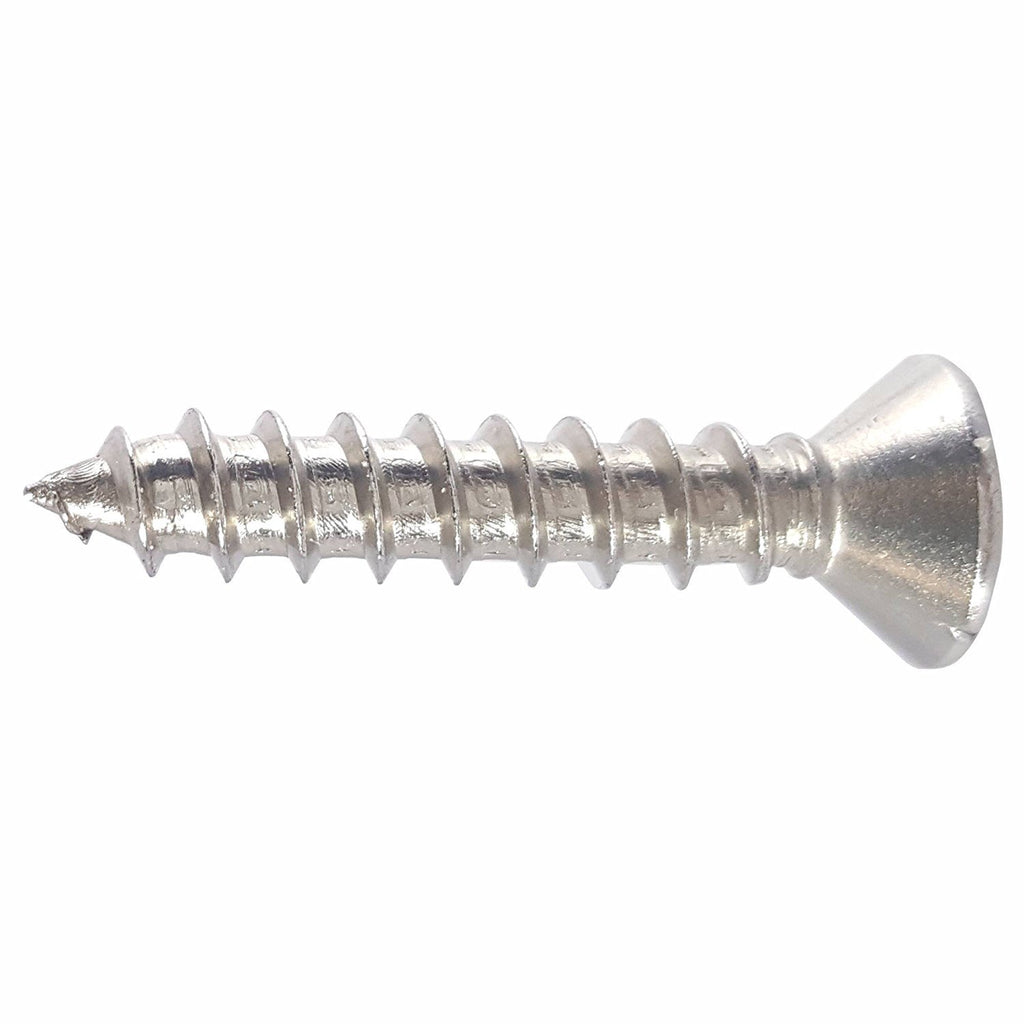 #8 x 1/2' Oval Head Sheet Metal Screws, Square Drive, Stainless Steel 18-8, Full Thread, Bright Finish, Self-Tapping, Type A, Quantity 2500 By Fastenere
