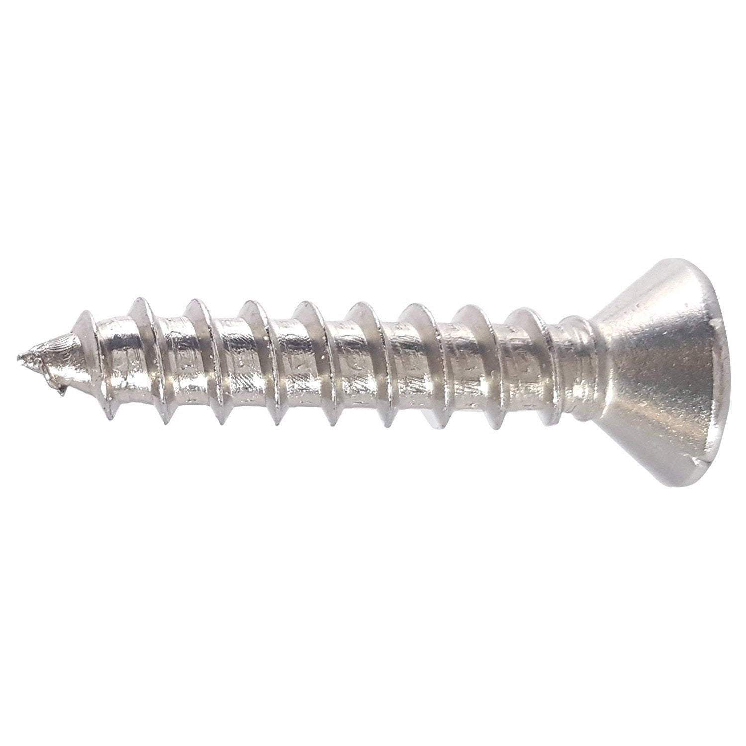 #8 x 1/2' Oval Head Sheet Metal Screws, Square Drive, Stainless Steel 18-8, Full Thread, Bright Finish, Self-Tapping, Type A, Quantity 2500 By Fastenere