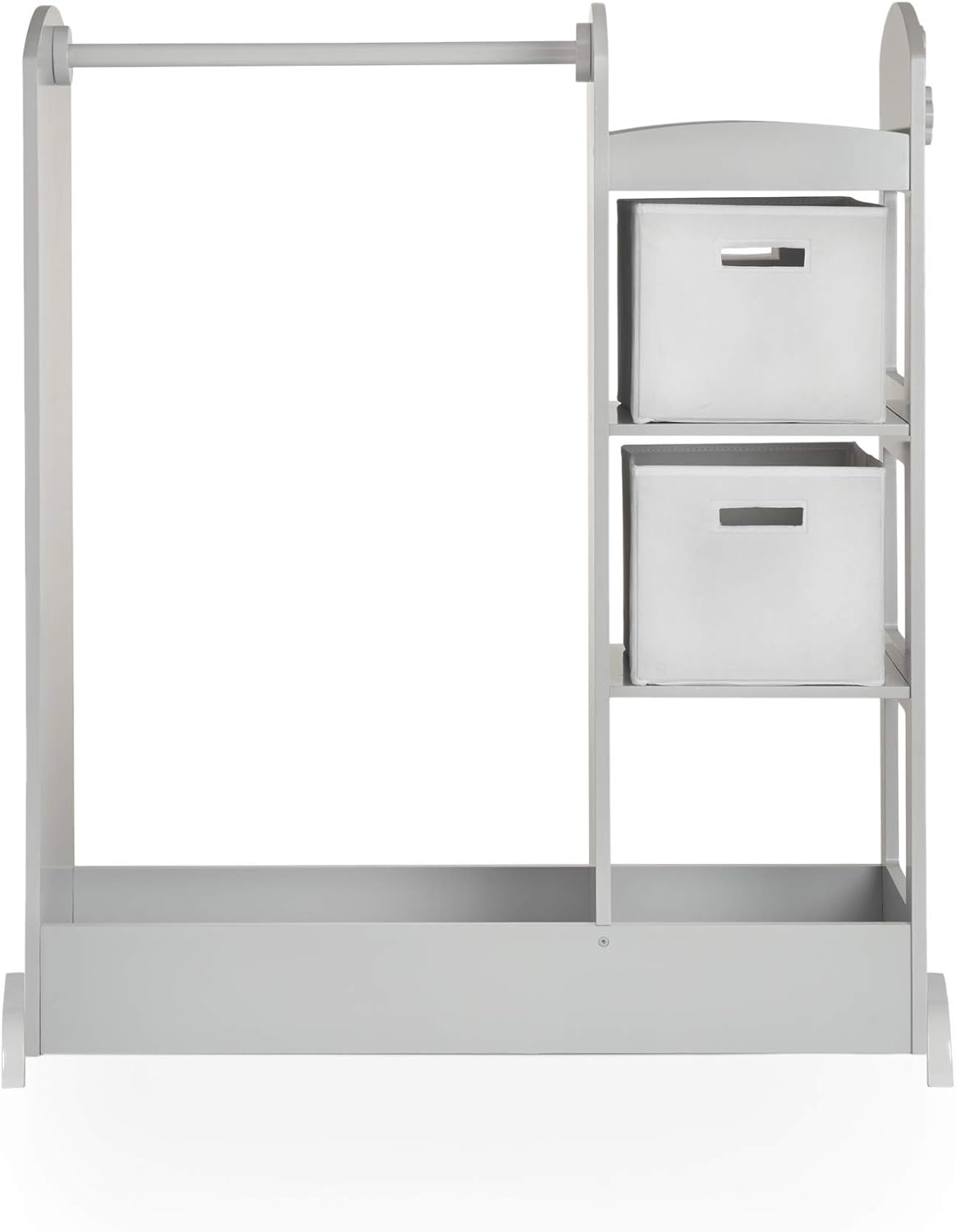 Guidecraft See and Store Dress-up Center – Gray: Kids Dramatic Play Storage Armoire with Mirror, Rack, Shelves & Bottom Tray - Toddlers Costume & Toy Organizer Furniture