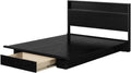 South Shore Primo Platform Bed and Headboard Set, Full/Queen, Black Oak