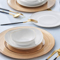Karaca Streamline Middle 12-Piece New Generation Bone China Dinnerware Set - Kitchen Dishware Dining Set for 4 People - White and Gold Plates and Bowls Set
