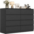 Black 8 Drawer Dresser for Bedroom,Modern Large Dresser with Deep Drawer,Wide Storage Chest of Drawer, Bedroom Storage Furniture Drawers for Bedroom