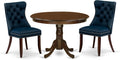 East West Furniture HLDA3-MAH-29 3 Piece Dining Set for Small SpacesIncludes a Round Kitchen Table with Pedestal and 2 Polyester Fabric Padded Chairs, 42x42 Inch, Mahogany