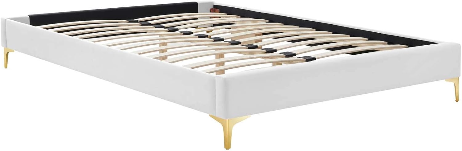 Modway MOD-6275-WHI Sutton Queen Performance Velvet Bed Frame, White