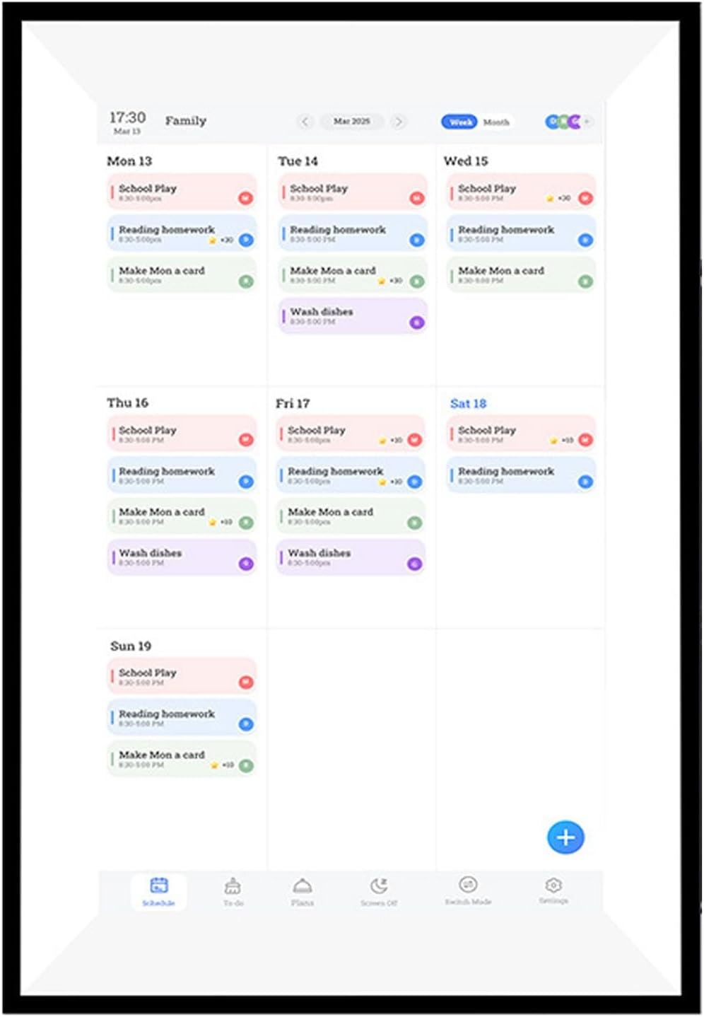 Dpofirs 10.1 Inch Smart Digital Calendar, Chore Chart, Meal Planner, Electronic Calendar Chore Chart for Family MonthlyWeeklyDaily Planner, HD Touchscreen