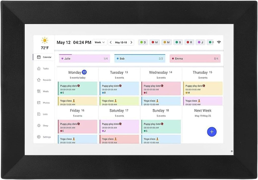 Alomejor 10.0 Inch Smart Digital Calendar, WiFi Touchscreen Family Planner with Sync Schedules Meal Plans Housework Tracking, for Home Office Wall Mount Photo Frame (US Plug)
