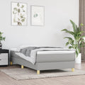Light Gray Twin Bed Frame with Fabric Upholstery and Matte Finish, 4-Piece Set for Modern Bedroom, Easy Assembly, Space-Saving Design, Durable Plywood Construction,