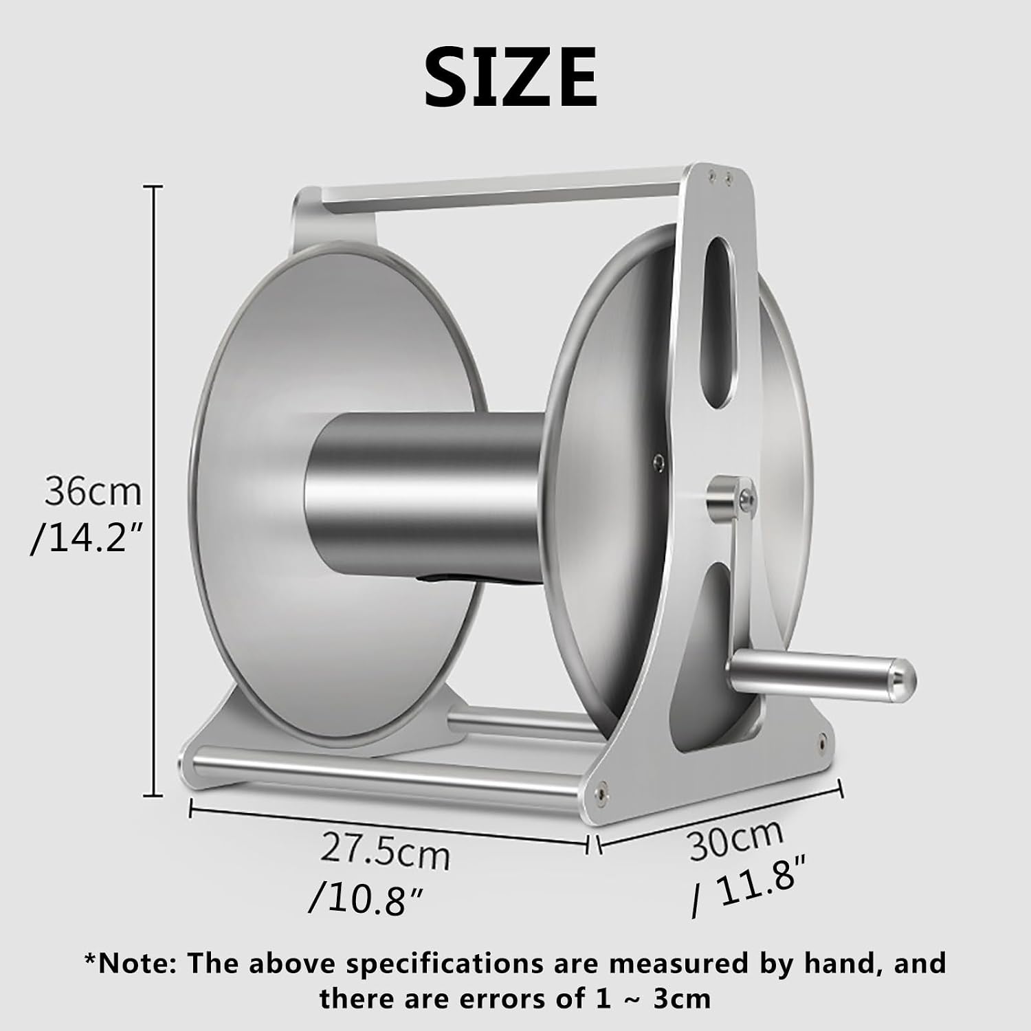 Portable Garden Hose Reel Cart for Watering Plants and Lawns, Stainless Steel Watering Car Wash Water Pipe Storage Rack, 131Ft of 1/2 Capacity