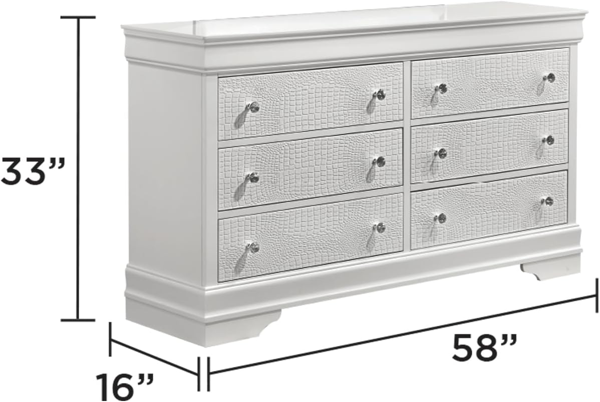 Upholstered 5 Pc Full Bedroom Set with LED Headboard Made with Wood in White