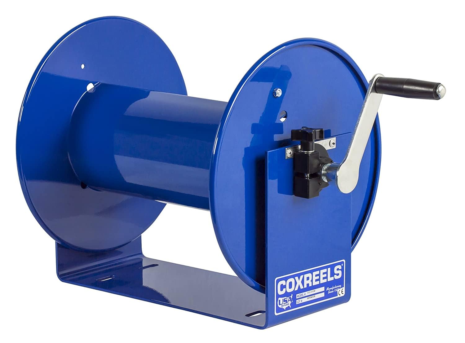 Coxreels 112-3-50 Compact Hand Crank Steel Hose Reel - 4,000 PSI - Holds 3/8' x 50' Length Hose - Perfect for Air Compressor, Garden, Pressure Washer, Electric Hoses (Hose Not Included) Made in USA