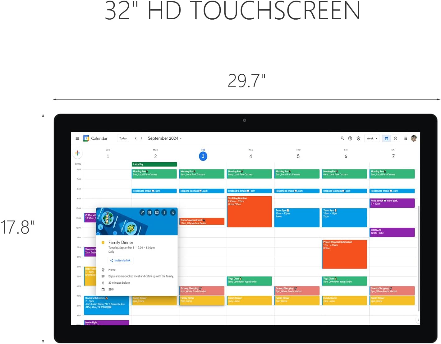 32 inch Digital Calendar & Chore Chart, Touchscreen Interactive Monitor for Family Schedules, Built in Speakers and Camera, Electronic Calendar Include Wall Mount & Desk Stand