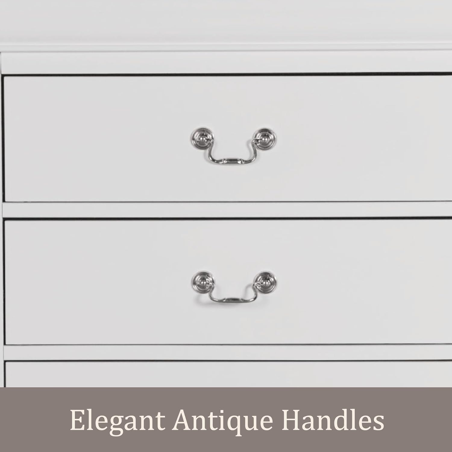 Furniture of America Arabella Traditional Wooden 6 Drawer Dresser with Mirror, Vintage Bedroom Set, Accent Vanity Dressing Table with Antique Nickle Handles for Dressing Room, Walk-in Closet, White