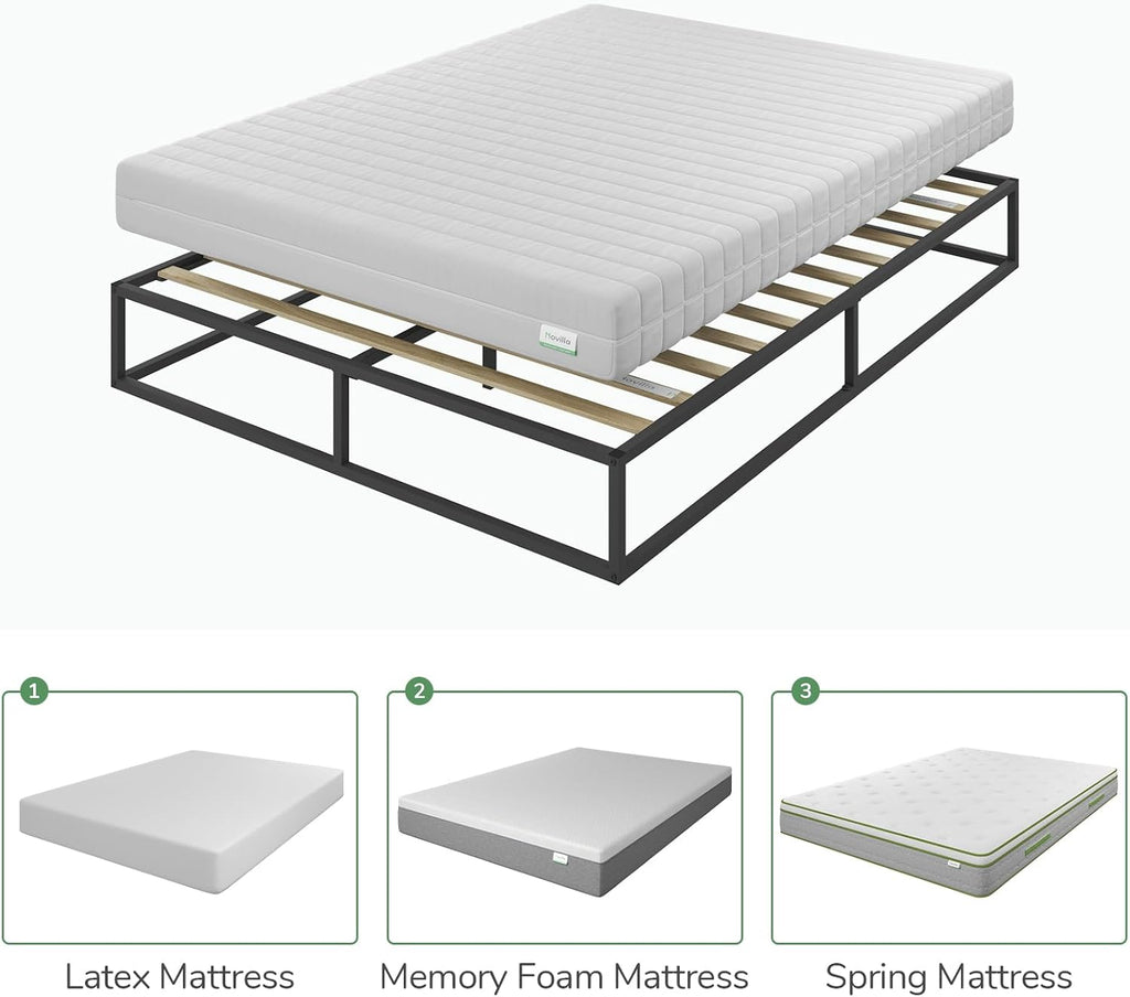 Novilla Metal Platform Bed Frame, Wood Slat Support, No Box Spring Needed, Easy Assembly, Black, Full