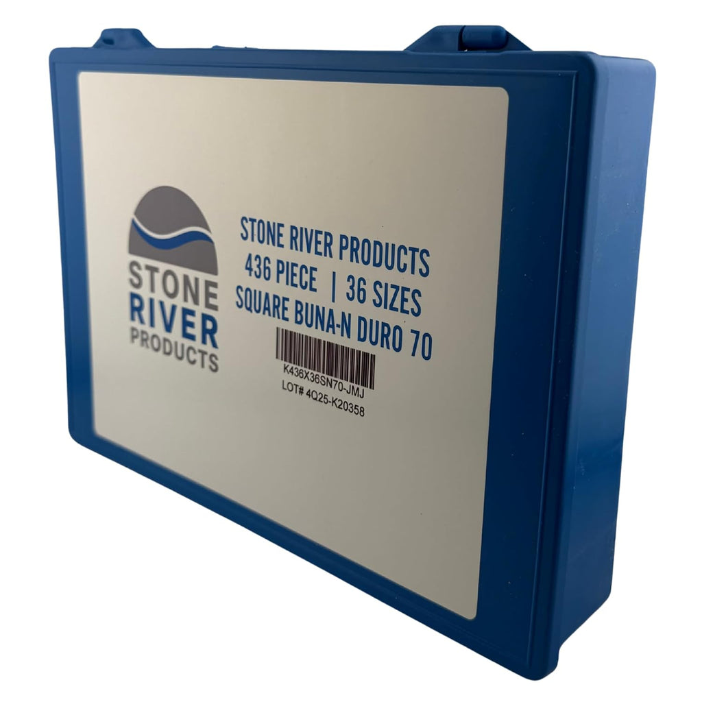 Stone River Products Industrial Square Buna-N Duro 70 Kit – 436 Pieces, 36 Sizes (Lathe Square Cut Washer Rings/O-Rings)